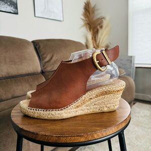 Kanna coastal woven wedges buckle sling back leather woman’s size 41